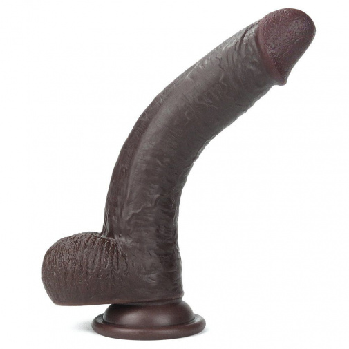 Lovetoy - 9'' Sliding Skin Dual Layer Dong - Brown photo