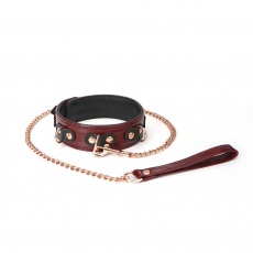 Liebe Seele - Leather Collar w Leash - Wine Red photo