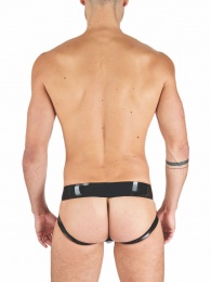 Mister B - Rubber Jock Strap - Black/Blue - L photo