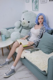 Ava European Realistic Sex Doll, Blue Hair, Ultra Soft Silicone 160 cm (5’2 ft) photo