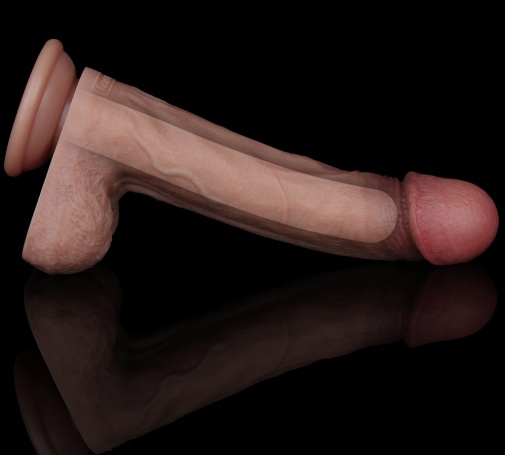 Lovetoy - 9" 双层构造仿真阳具 - 啡色 照片