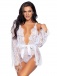 Leg Avenue - Love Affair Robe & Teddy Set - White - S photo-3
