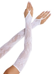Leg Avenue - Floral Net Gloves - White photo