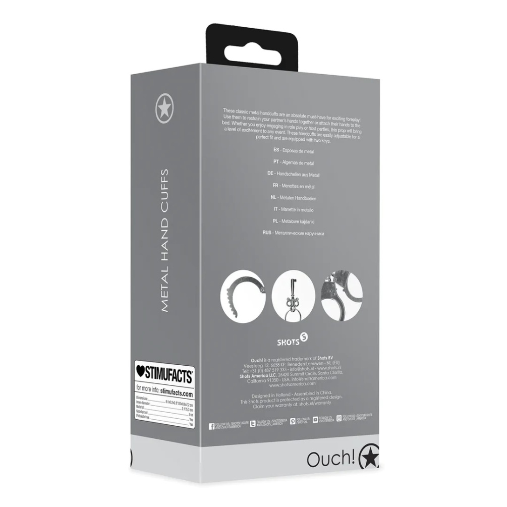 These classic metal handcuffs are an absolute must-have for ... Ouch - Metal Hand Cuffs - Silver photo-11