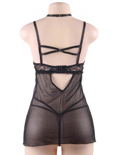 Ohyeah - Elegant Babydoll w Neck Ring - Black - XL photo