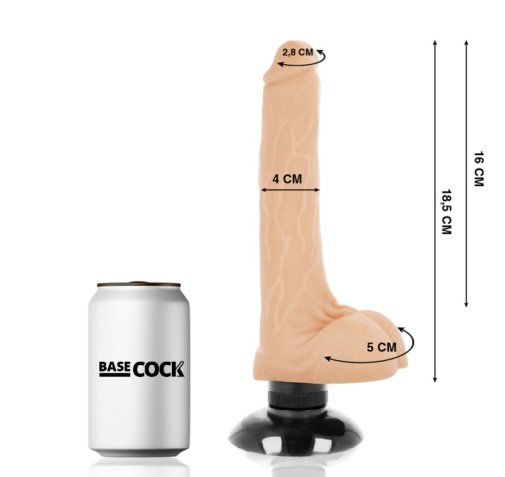 Basecock - 二合一 陰莖套及震動仿真假陽具 連陰囊 18.5cm - 肉色 照片