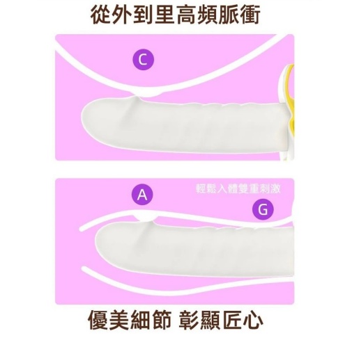 YY Horse - 抽插式 香蕉型震动器 - 黄色 照片