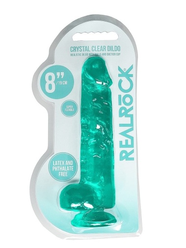 RealRock - 8" 仿真假阳具连阴囊 - 绿色 照片