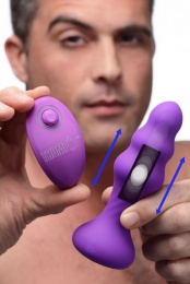 Thump It - 7X Slim Ribbed Thumping Anal Plug - Purple photo