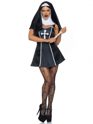 Leg Avenue - 頑皮修女制服 - 黑色 - L 照片