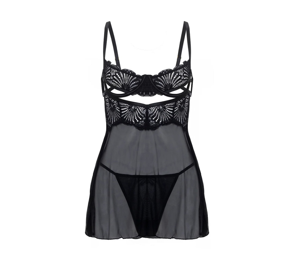 Be playful and flirty in our Hazel Peek-A-Boo Babydoll Dress... Oh La La Cheri - Hazel Peek-A-Boo Babydoll - Black - S/M photo-4