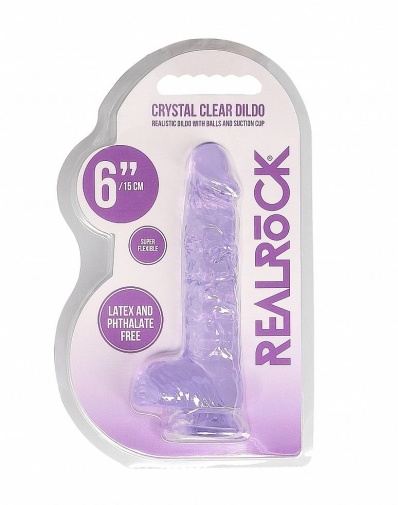 RealRock - 6" 仿真假陽具連陰囊 - 紫色 照片