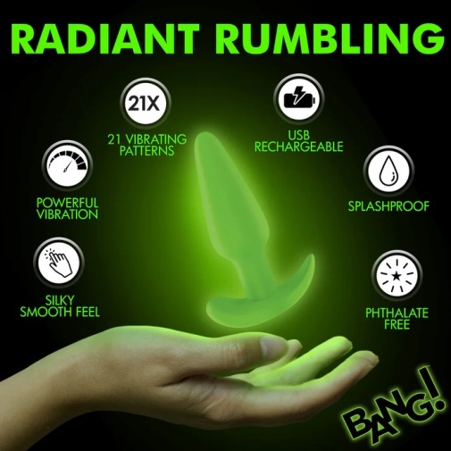 Bang! - 21X Glow Butt Plug - Green photo