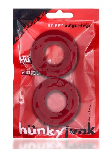 Hunkyjunk - Stiffy Bulge Rings 阴茎环两件装 - 红色 照片
