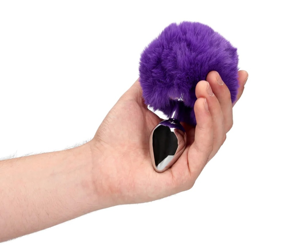 Hopping into a world of fluffy wonder, the Fox Tail Metal Bu... Ouch - Bunny Tail Plug - Purple photo-2