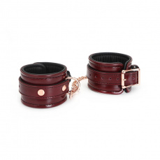 Liebe Seele - Leather Handcuffs - Wine Red photo