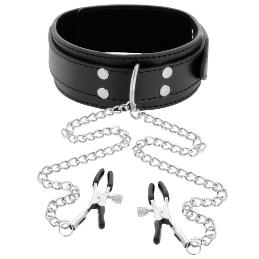 Darkness - Collar w Nipple Clamps - Black photo
