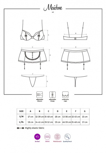Obsessive - 女仆服装 5件装 - 黑色 - L/XL 照片