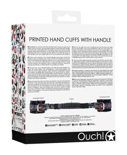 Ouch - Restraint Old School Tattoo Hand Cuffs - Black 照片