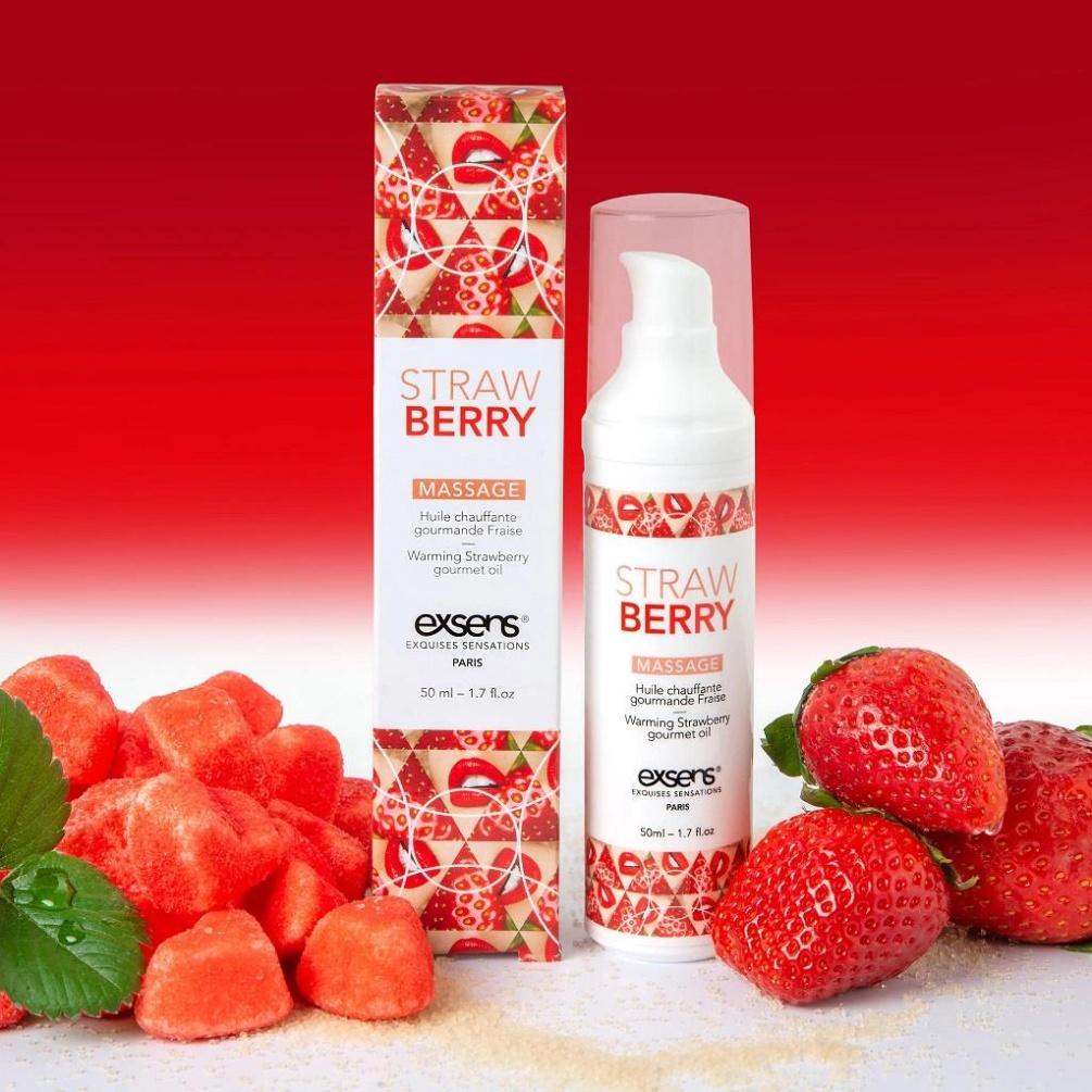 This warming gourmet massage gel is ideal for foreplay. When... Exsens - Strawberry Warming Massage Oil - 50ml photo-2