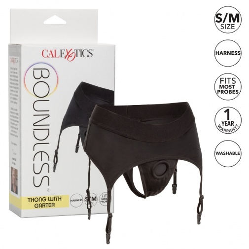 CEN - Boundless Thong w Garter - Black - L/XL photo