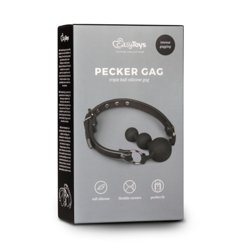 Easytoys - Triple Ball Pecker Gag - Black photo