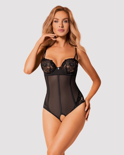 Obsessive - Serena Love Crotchless Teddy - Black - M/L photo