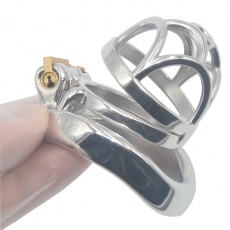 FAAK - Chastity Cage 07 w Curved Ring 45mm - Silver photo