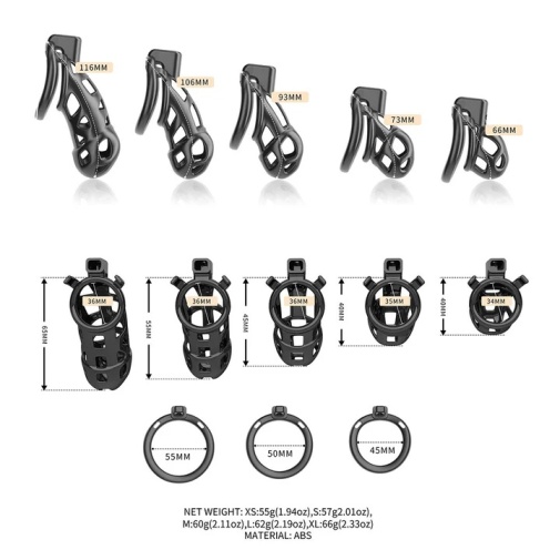 Sevanda - Naja-Cobra Chastity Cage M - Black photo