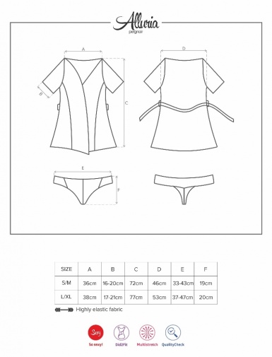 Obsessive - Alluria Peignoir & Thong - Black - L/XL photo