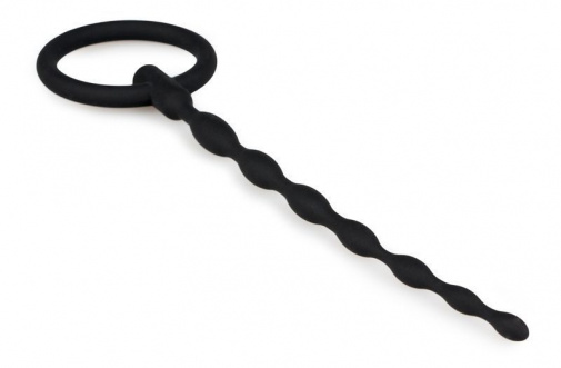 Sinner Gear - Silicone Penis Plug w Pull Ring - Black photo