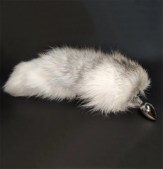 MT - Real Fur Tail Plug - Grey photo