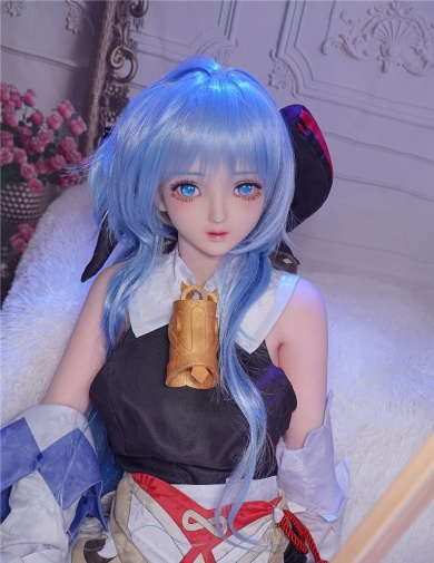 Amaya 动漫风蓝发牛角性感女魔王 超柔软TPE身体仿真性爱娃娃 145 cm (附衣服和头饰) 照片