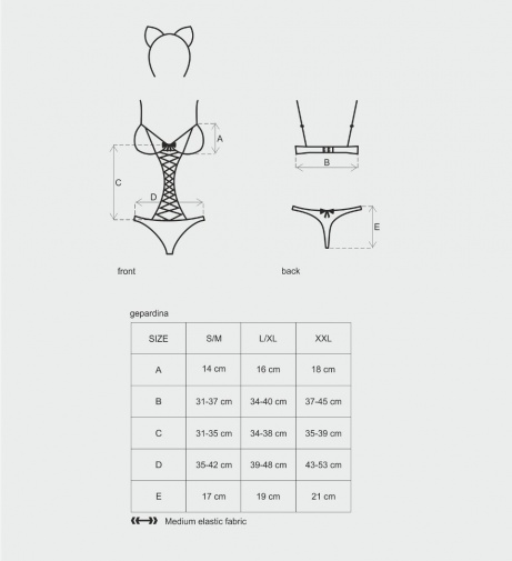 Obsessive  - Gepardina 3 pcs costume - Black - L/XL photo