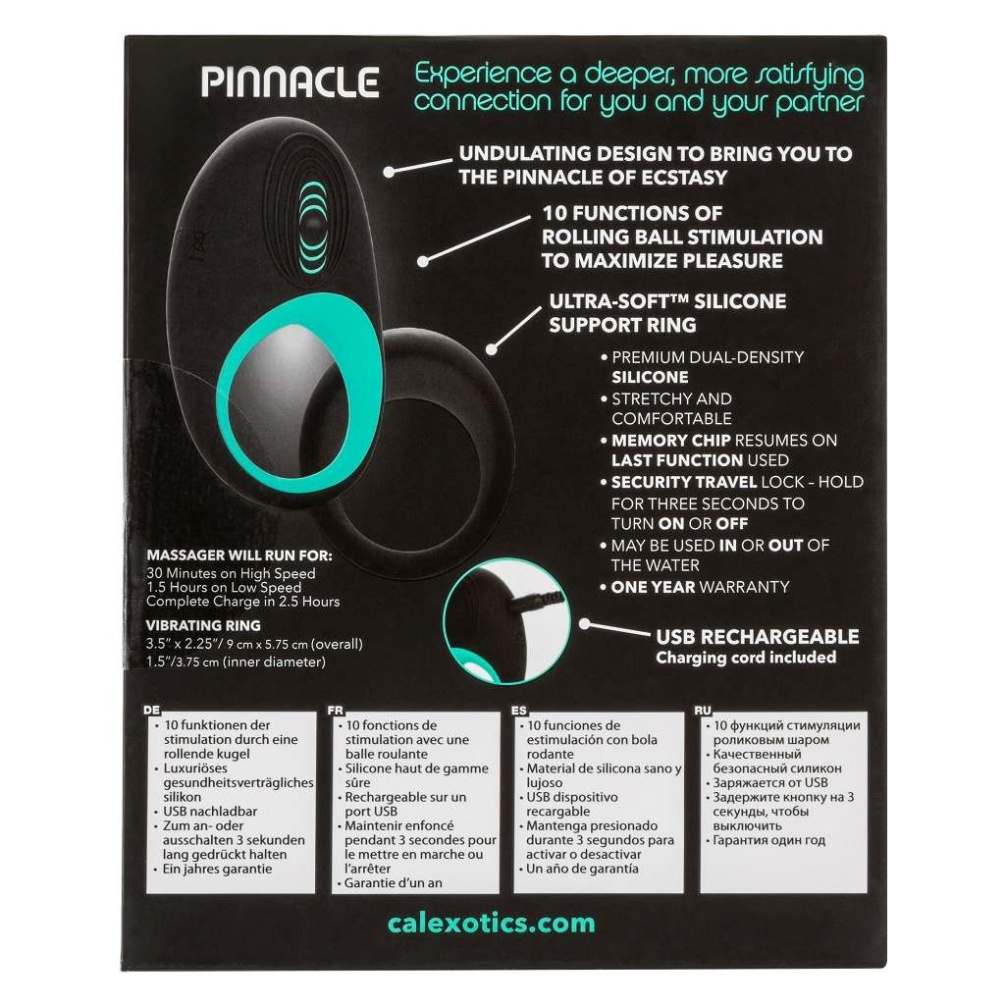 The dual stimulating ring delivers intense pleasure with 10 ... CEN - Link Up Pinnacle Vibro Ring - Black photo-6