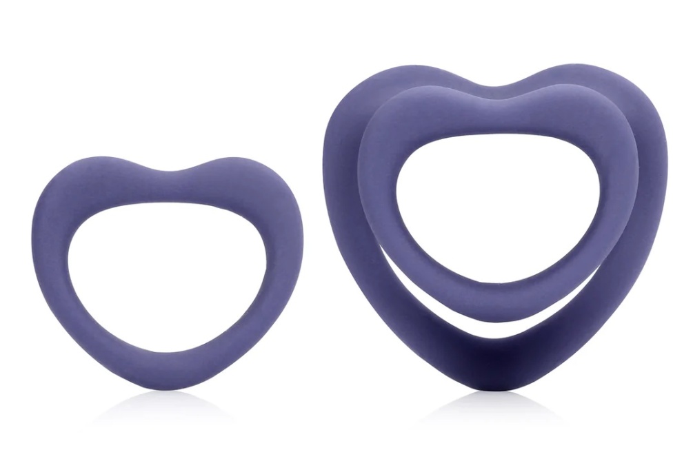 This Heart Cockring Set of two pieces is designed to enhance... Loveline - Heart Cock Ring Set - Violet Storm photo-5