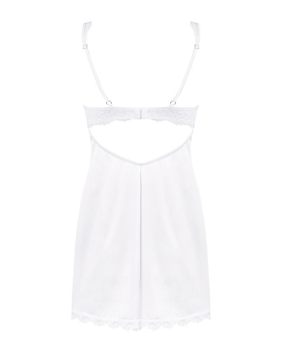 Obsessive - Amor Blanco Chemise & Thong - White - 2XL/3XL photo