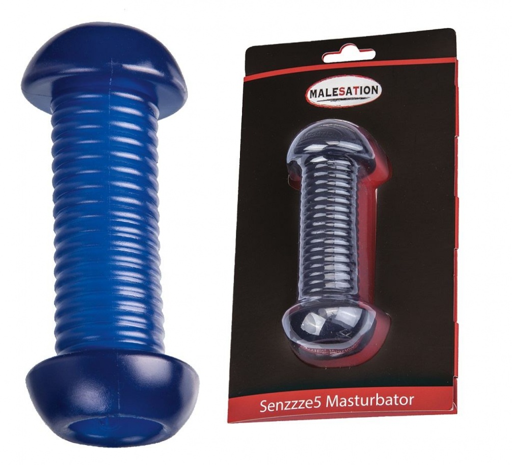 Enjoy strong stimulation! Ergonomically designed masturbator... Malesation - Senzzze5 Masturbator - Blue photo-4
