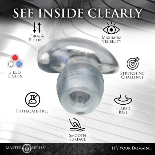 Master Series - LED 燈 - 中空後庭擴張器 大碼 - 透明 照片