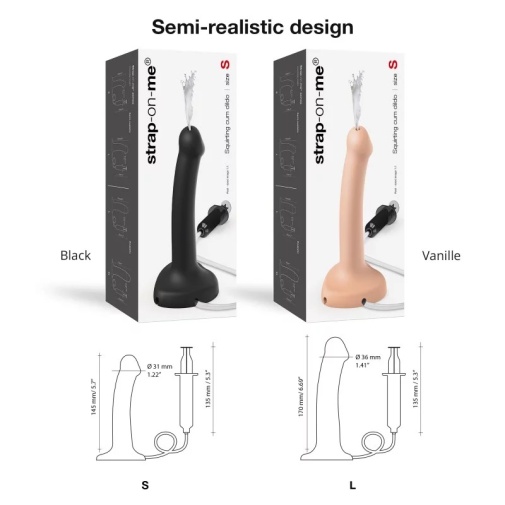 Strap-On-Me - 噴水仿真陽具 細碼 - 黑色 照片