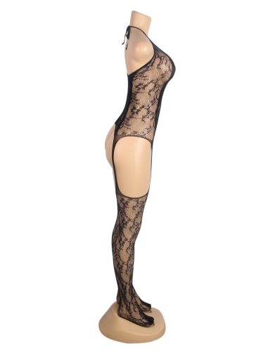 Ohyeah - Sexy Jacquard Bodystocking - Black photo