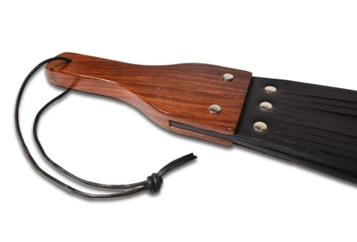 Prowler - Leather and Wood Fringe Paddle - Black photo