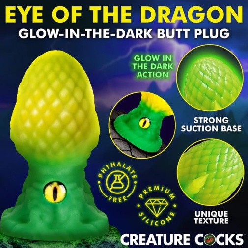Creature Cocks - Eye of the Dragon Butt Plug - Green photo