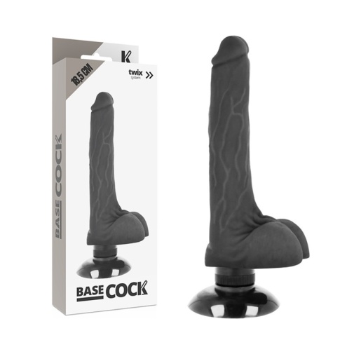Basecock - 柔軟震動仿真陽具連陰囊及吸盤底座 18.5cm - 黑色 照片