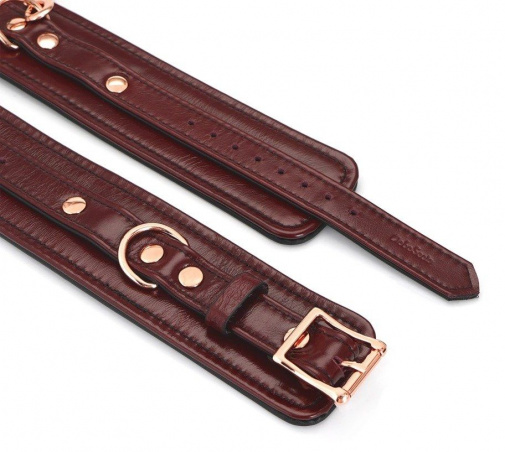 Liebe Seele - Leather Ankle Cuffs - Wine Red photo