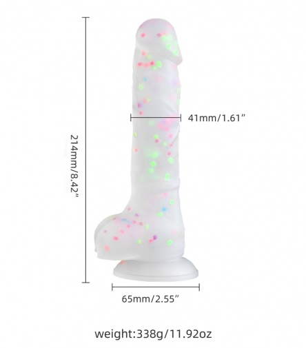 MT - 彩虹波点仿真阳具 L - 白色 照片