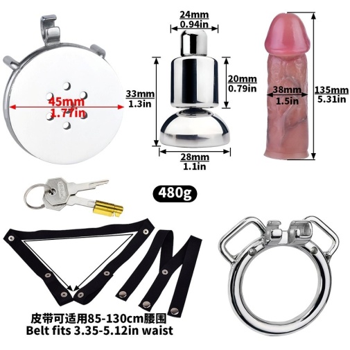 FAAK - 不鏽鋼男士精操鎖 連仿真假陽具 細碼 照片