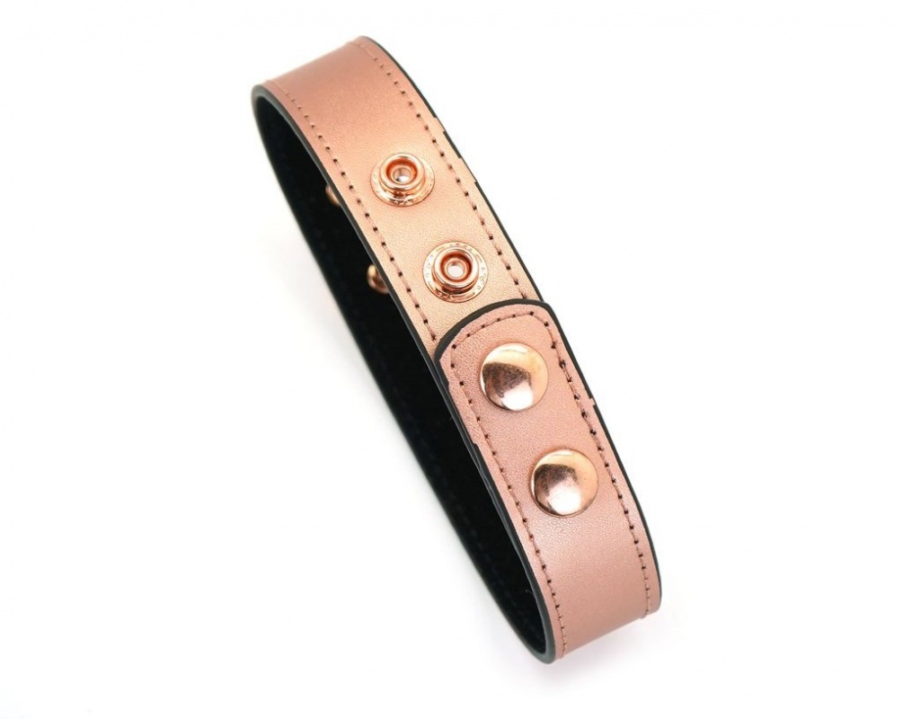 Luxurious Leather Collar With Soft Lining To Ensure Your Com... Liebe Seele - Rose Gold Collar w Nipple Clamps photo-4
