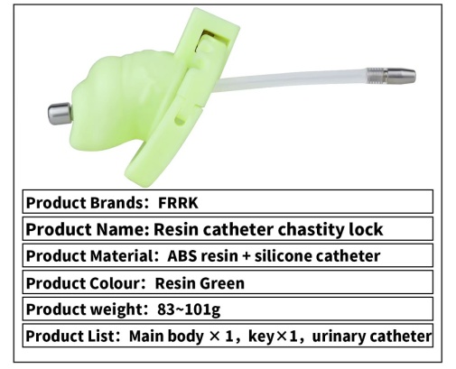 FAAK - Resin Chastity Cage S w Catheter - Green photo