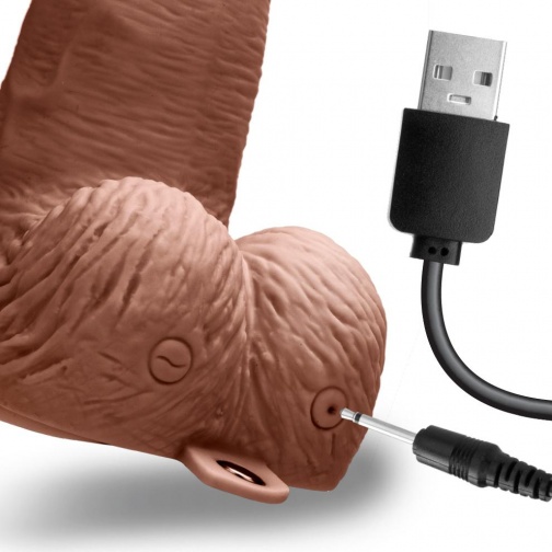 Lux Fetish - 6'' Rechargeable Strap-ons With Balls - Brown photo